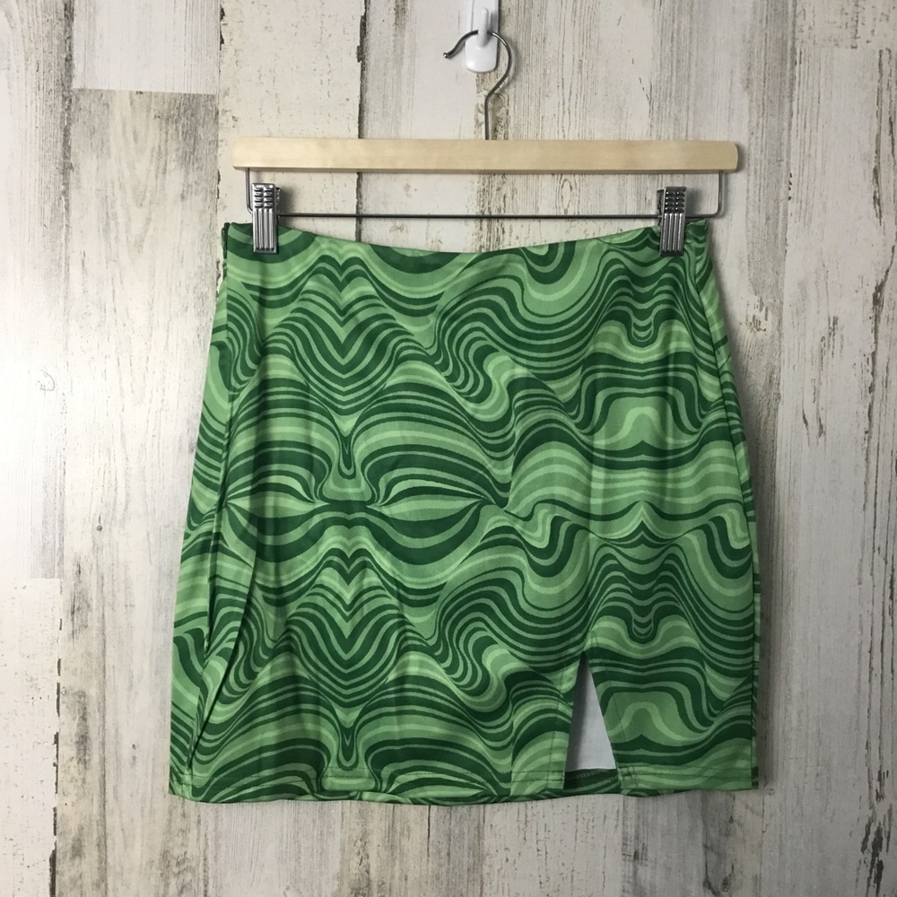 Women's Verdusa Green Swirl Print Mini Skirt M